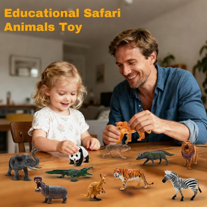 BOLZRA Safari Animals Figures Toys, Realistic Wild Zoo Animal Figurines, Plastic African Jungle Animals Playset for Kids Toddlers, 21Pcs Birthday Gifts Christmas Stocking Stuffers - Image 3
