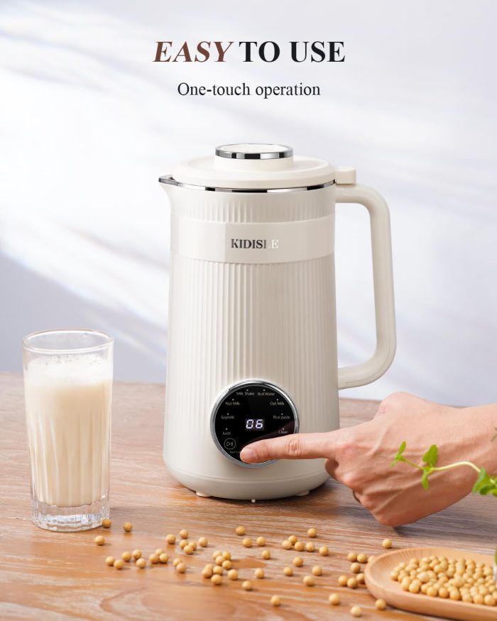 KIDISLE 8 in 1 Nut Milk Maker Blender, 32oz Homemade Soy, Almond, Oat, Coconut, Plant Based and Non Dairy Beverages, Automatic Soybean Machine With Delay Start/Keep Warm/Boil Water, Cream - Image 5