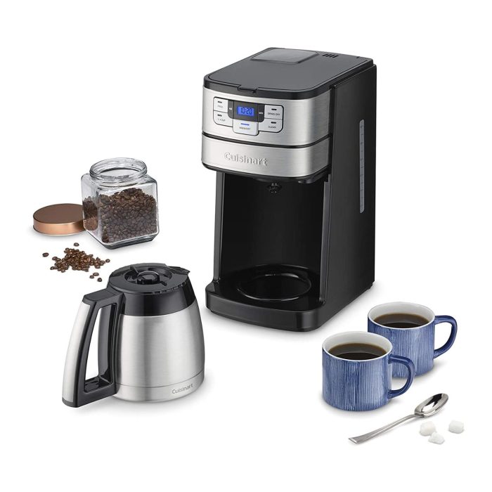 Cuisinart Automatic Grind & Brew 10-Cup Coffee Maker with Blade Grinder, Programmable Coffee Machine Glass Carafe with 1-4 Cup Setting, Brew Pause, Grind-Off Option, DGB-450NAS, Black/Stainless Steel - Image 4