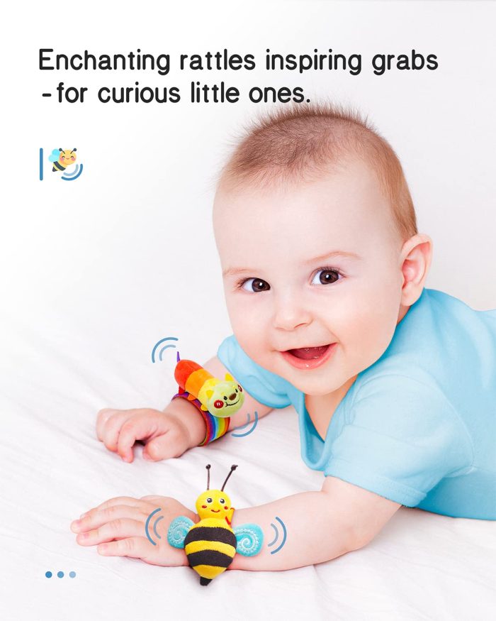 Infinno Baby Wrist Rattle Socks and Foot Finder Set, Perfect Baby Toys for 0-12 Months Newborn Boys and Girls As Shower Gifts, Garden Bug Series - Image 6