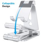 OMOTON Foldable Cell Phone Stand, C4 Portable Aluminum Phone Holder, Adjustable Phone Dock Cradle Compatible with iPhone 17/16/15 Pro Max Air, Samsung Galaxy, Small Tablets, All Smart Phones, Silver - Image 7