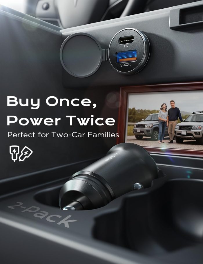 LISEN Car Phone Charger USB C, 54W Cigarette Lighter USB Charger Adapter, Car Accessories for Men, Mini USBC Cars Fast Charging Adapter USBC Type C 12V, for iPhone 17 Pro Max 16 15 14 13 12 Plus Mini - Image 8