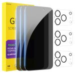 PEHAEL 3+3Pack for iPhone 17 Pro Max Privacy Screen Protector with Camera Lens Protector Full Coverage Anti-Spy Tempered Glass Film 9H Hardness Easy Installation Bubble Free [6.9 inch]