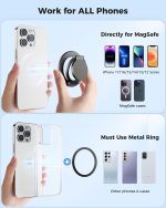 SUPERONE Magnetic Ring Holder for MagSafe Dual-Side Magnetics, Removable Gym Phone Grip with Kickstand for iPhone 17/16/15/14/13/12/ Series MagSafe Case All Phones Compatible with Magnetic Car Mount - Image 6