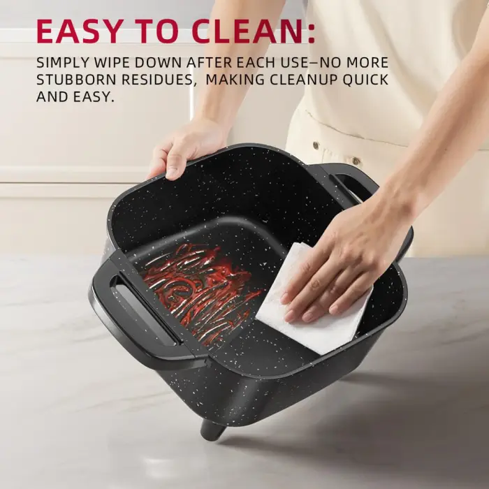 AORAN Electric Frying Pan with Lid, Multifunctional Electric Skillet for Frying, Grilling, Boiling & Cooking, Nonstick, Compact, Easy-to-Clean, Adjustable Temp Control Black - Image 3