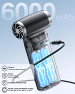 Electric Compressed Air Duster Cordless: 60 MPH High Wind Speed Mini Air Blower for Electronics Portable Computer Cleaner Hand Keyboard Cleaning Powerful Duster for Car, Fans and Other Sences - Image 6