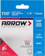 Arrow 508 Heavy Duty T50 1/2-Inch Leg Length, 3/8-Inch Crown, Staples for Upholstery, Construction, Furniture, Crafts, 1250 Count(Pack of 1) - Image 5