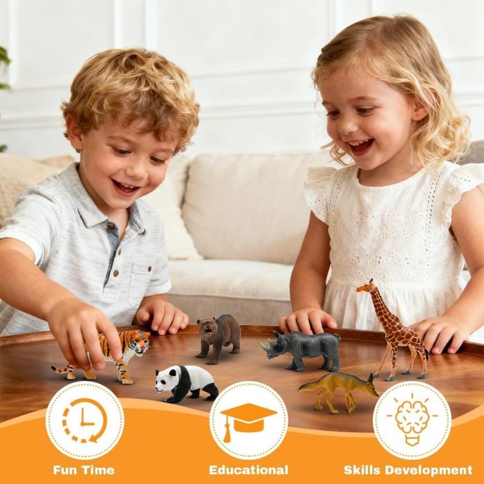 BOLZRA Safari Animals Figures Toys, Realistic Wild Zoo Animal Figurines, Plastic African Jungle Animals Playset for Kids Toddlers, 21Pcs Birthday Gifts Christmas Stocking Stuffers - Image 4