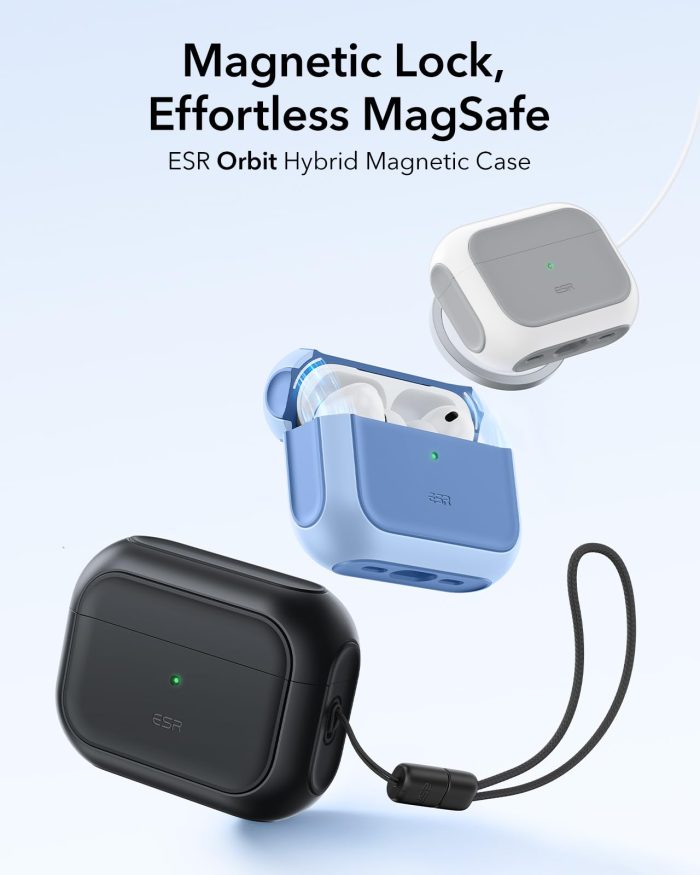 ESR for AirPods Pro 3 Case, Compatible with AirPods Pro 3rd Generation Case (2025), Compatible with MagSafe, Full Drop Protection Cover with Lanyard, Black - Image 8