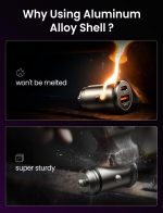 LISEN Car Phone Charger USB C, 54W Cigarette Lighter USB Charger Adapter, Car Accessories for Men, Mini USBC Cars Fast Charging Adapter USBC Type C 12V, for iPhone 17 Pro Max 16 15 14 13 12 Plus Mini - Image 4