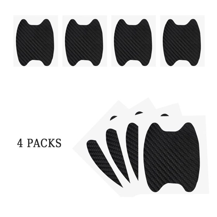 4PCS Sticker, Carbon Fiber Anti-Scratches Car Door Cup Protector, Non-Marking Auto Door Handle Protective Film, Universal for Most Car Handles (Black/4PCS) - Image 3
