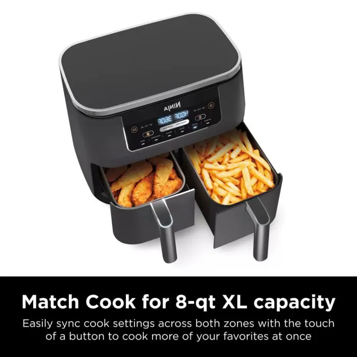 Ninja DZ201 Foodi 8 Quart 6-in-1 DualZone 2-Basket Air Fryer with 2 Independent Frying Baskets, Match Cook & Smart Finish to Roast, Broil, Dehydrate & More for Quick, Easy Meals, Grey - Image 13