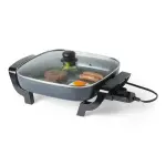 Amazon Basics Electric Skillet and Frying Pan with Glass Lid, Nonstick Ceramic Coating, 12 x 12 inches, Black