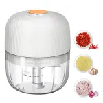Electric Garlic Chopper, Mini Portable Veggie Chopper, 250ML Garlic Grinder Masher Onion Grinder, Blender to Vegetable, Wireless Food Processor for Ginger, Chili, Fruit, Meat, etc