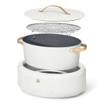 Beautiful 10-in-1 Electric Multi-Cooker by Drew Barrymore, 6-quart, digital display, 10 cooking functions, non-stick pot, easy one-touch control (White Icing) - Image 4