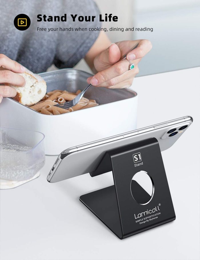 Lamicall Cell Phone Stand, Phone Dock: Cradle, Holder, Stand for Office Desk - Black - Image 7