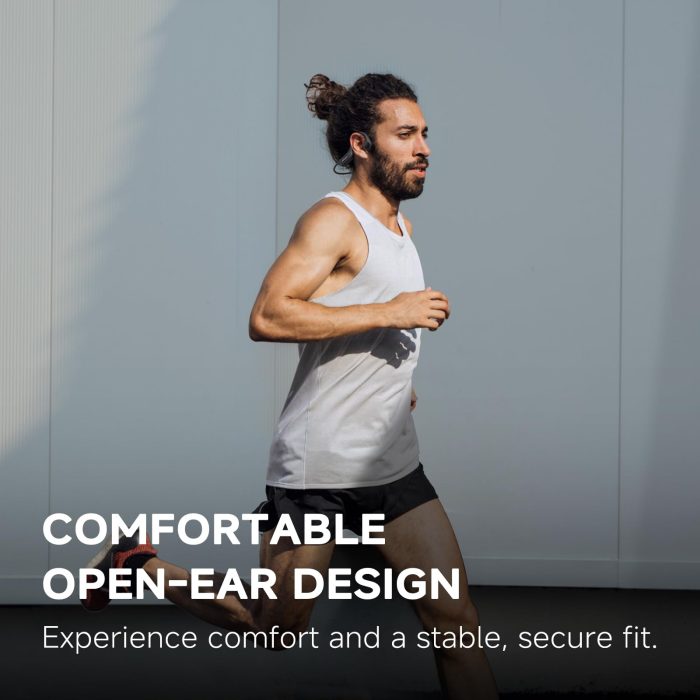 Yorlu Bone Conduction Headphones, Bluetooth 5.4 Open Ear Headphones, 10H Playtimes Wireless Headphones with Mic, Sport Earphones, IPX6 Sweatproof Headset for Workout, Hiking, Black - Image 6