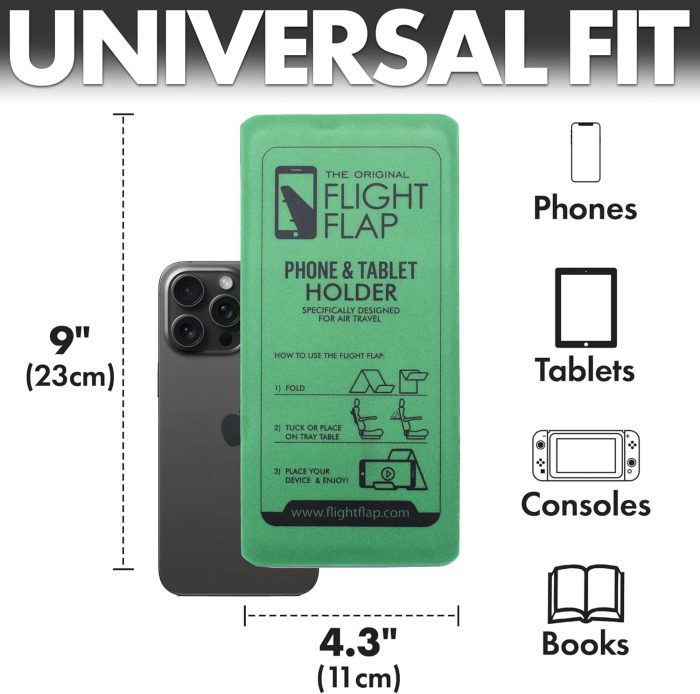 Flight Flap Airplane Phone Holder, Flexible Cell Phone Holder, Folding Cellphone Stand for Desk, Bed, Office, Treadmill - Airplane Gadgets for Long Travel Accessories - Plane Essentials (Green) - Image 3