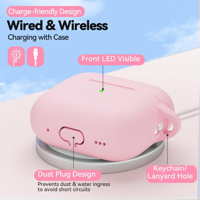 for AirPods 4 Case Pink with Cleaner Kit, TNSNK Soft Silicone Airpod 4 Case Compatible with Apple Airpods 4th Generation 2024 Case Cover with Keychain for Women Girly, Anti-Scratch, Drop Protection - Image 6