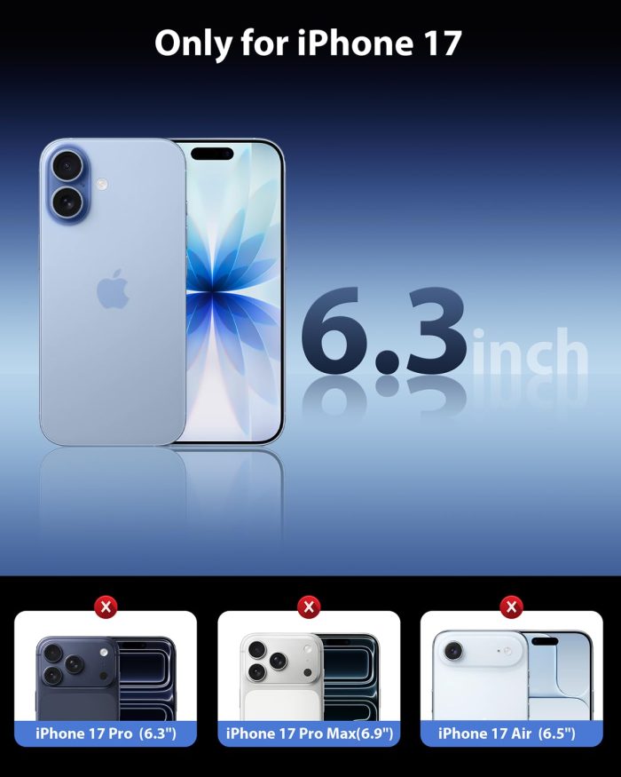 Mkeke 3 Pack Screen Protector for iPhone 17 6.3", [9H+ Tempered Glass] [Military-Grade Drop Protection][Easy Installation Frame] HD Clear, Anti-Scratch, Bubble Free - Image 2