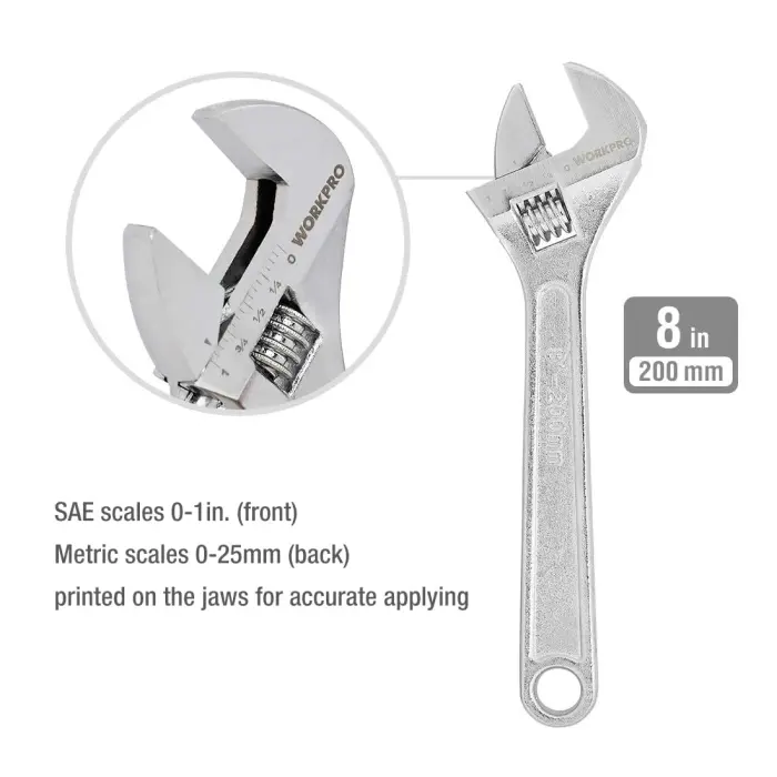 WORKPRO Large Pliers & Wrench Set 6-Piece (10" Water Pump, 10" Slip Joint, 8" Long Nose, 8" Linesman, 6" Diagonal, 8" Adjustable Wrench) for DIY & Home Use, W001329A - Image 8