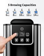 KIDISLE Hot & Iced Coffee Maker with Bold Setting, Single Serve Coffee Maker for K Cup and Grounds, 6-14 Oz Brew Sizes, 50 Oz Removable Water Tank, One Cup Coffee Machine with Reusable Filter, Black - Image 6