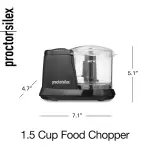 Proctor Silex Durable Electric Vegetable Chopper & Mini Food Processor for Chopping, Puree & Emulsify, 1.5 Cup, Black - Image 2