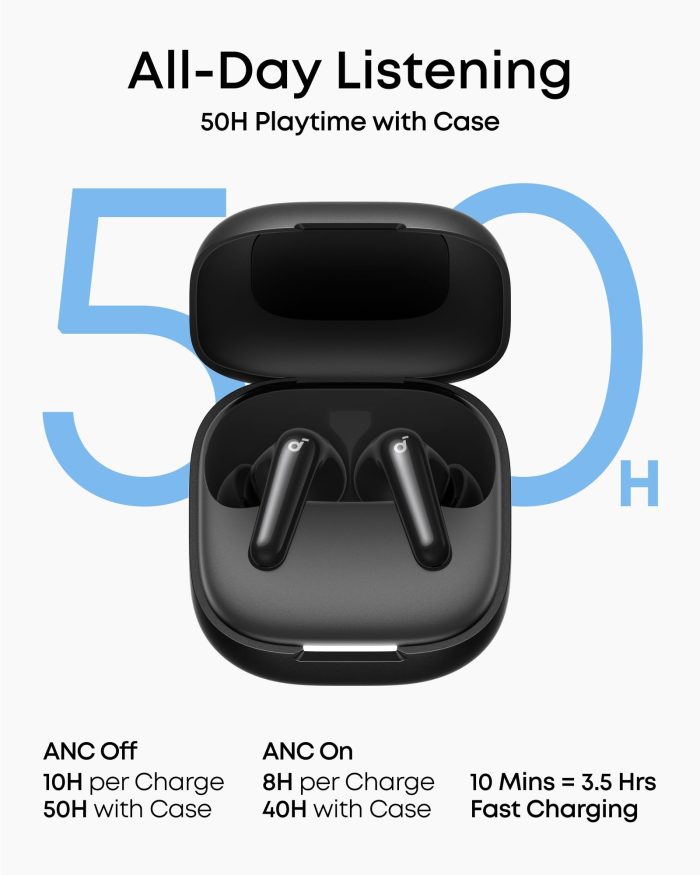 Soundcore P31i by Anker, Real-Time Adaptive Noise Cancelling, Hi-Res Sound, Translation Earbuds, 50H Playtime, Wireless Earbuds, Bluetooth Earphones, Spatial Audio, Fast Charging, IP55 - Image 3