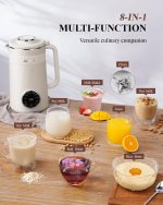 KIDISLE 8 in 1 Nut Milk Maker Blender, 32oz Homemade Soy, Almond, Oat, Coconut, Plant Based and Non Dairy Beverages, Automatic Soybean Machine With Delay Start/Keep Warm/Boil Water, Cream - Image 7