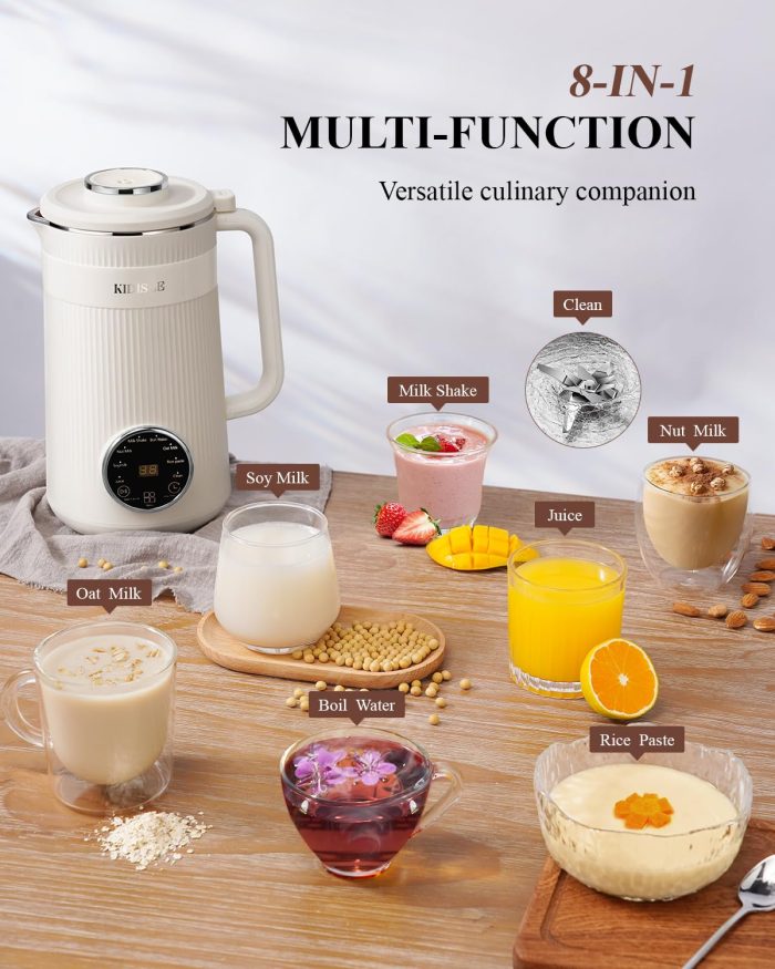 KIDISLE 8 in 1 Nut Milk Maker Blender, 32oz Homemade Soy, Almond, Oat, Coconut, Plant Based and Non Dairy Beverages, Automatic Soybean Machine With Delay Start/Keep Warm/Boil Water, Cream - Image 7