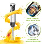 Bonsenkitchen 4-in-1 Immersion Blender Handheld, 20 Speeds Hand Blender with Turbo Mode, Stainless Steel Blade, Egg Whisk, Beaker & Chopper Bowl, Stick Mixer for Soup, Smoothie, Puree, Baby Food - Image 3