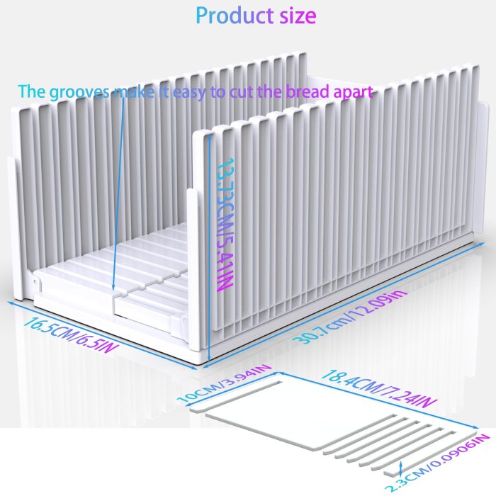 Bread Slicer for Homemade Breads, Adjustable Thickness Slicing Guide, Foldable Portable Bread Cutter Suitability for Homemade Breads, Bagel,Cakes - Kitchen Gadget, Baking Tool & Gift (White) - Image 8