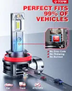 TOPIK 9005 H11 Light Bulbs Combo 800% Brighter 64000LM 6500K Cool White, Plug N Play, 50000Hrs Lifespan, No Flicker, 99% Compatibility, HB3 H9 H8 Light for Off-Road Use or Fog Light, Pack of 4 - Image 2