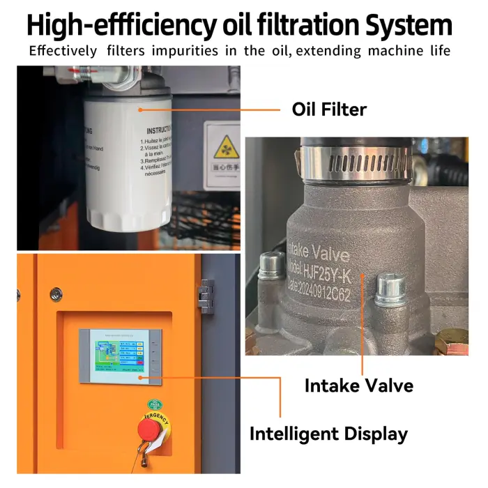 20HP Air Compressor 230V 60Hz 3-Phase 15kW Variable Speed Frequency Rotary Screw Air Compressor 81cfm Max Pressure 120 psi Commercial Air Compressed System - Image 6