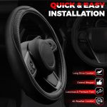 Ouzorp Car Steering Wheel Cover, Microfiber Leather Steering Wheel Covers with Anti-Slip Lining, Universal 14.5-15 inchs Black - Image 5