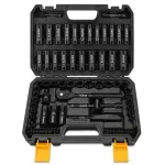 ELEAD 3/8" Drive Impact Socket Set, 96-Piece Deep & Shallow Socket Set Metric and Standard Full with Adapters, Ratchet Handle, Universal Joint, Extension Bar, Screwdriver Bit Sets, Spark Plug Sockets