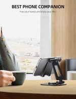 Nulaxy 360 Rotating Cell Phone Stand, Fully Adjustable Foldable Desktop Phone Holder Cradle Dock, Thick Case Friendly, Compatible with All Phones, Nintendo Switch, Black - Image 2