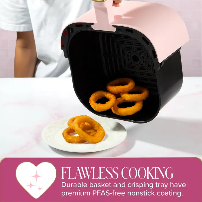 Paris Hilton Air Fryer, Large 6-Quart Capacity, Nonstick Made without PFAS, Touchscreen Display, 8-in-1 (Air Fry, Roast, Broil, Bake, Reheat, Keep Warm, Pizza, Dehydrate), Dishwasher Safe, Pink - Image 6