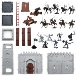 Plustopoy Medieval Castle Knight Toy Soldier Army Figurines, DIY Assembled Cavalry, Arrow Tower,8 Knights and 8 Horse, 36 Soldiers, Simulated Siege War of Attack Castle Toy for Boys - Image 6
