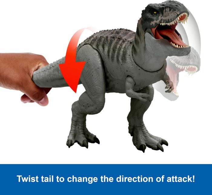 Mattel Jurassic World Rebirth Power Devour Tyrannosaurus Rex Dinosaur Figure with Tongue Activated Constant Chomp, Lights & Sounds, Digital Play - Image 4