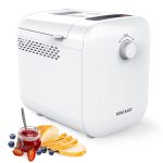 KOKUKAKU 22-In-1 Compact Automatic Bread Maker Machine, 1LB/1.5LB Programmable 2 Loaf Sizes, 3 Crust Colors, Small Digital Home Bakery with Dough, Cake, Jam, Yogurt, Non-stick Pan, White