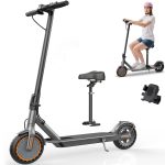 Electric Scooter with Seat, Folding E Scooter for Adults, 350W Motor, 8.5" Solid Tires, 19 MPH, 21 Mile Range, Lightweight Portable Teens Commuter Sit Down Escooter with APP, Dual Brake