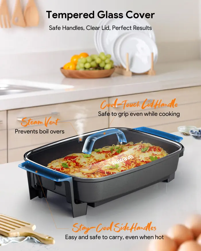 Nuwave Medley XL Digital Electric Skillet, Family Size Griddle w/Glass Lid, 2025 New & Improved Precision Heating, 100°-425°F, PFAS Free G11 Nonstick Ceramic Coating, Portable Hot Plate, 7qt Capacity - Image 3