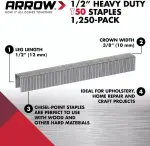 Arrow 508 Heavy Duty T50 1/2-Inch Leg Length, 3/8-Inch Crown, Staples for Upholstery, Construction, Furniture, Crafts, 1250 Count(Pack of 1) - Image 11