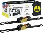DC Cargo Mall Auto Retractable Ratchet Straps (2-Pack) 1” x 10ft, Heavy Duty, 1,209lb Break Strength – Tie Down Straps for Cargo, Truck, Trailer, Motorcycle, Boat - Image 2