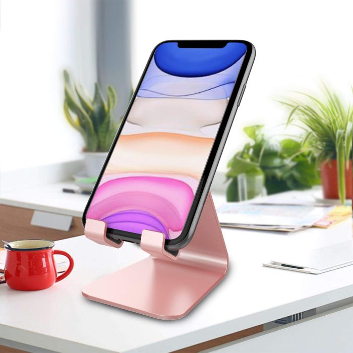 CreaDream Cell Phone Stand, Cradle, Holder, Aluminum Desktop Stand Compatible with Switch, All Smart Phone, iPhone 15 14 13 12 Pro Max Plus Mini Xr X Se 8 SE -Rose Gold - Image 5