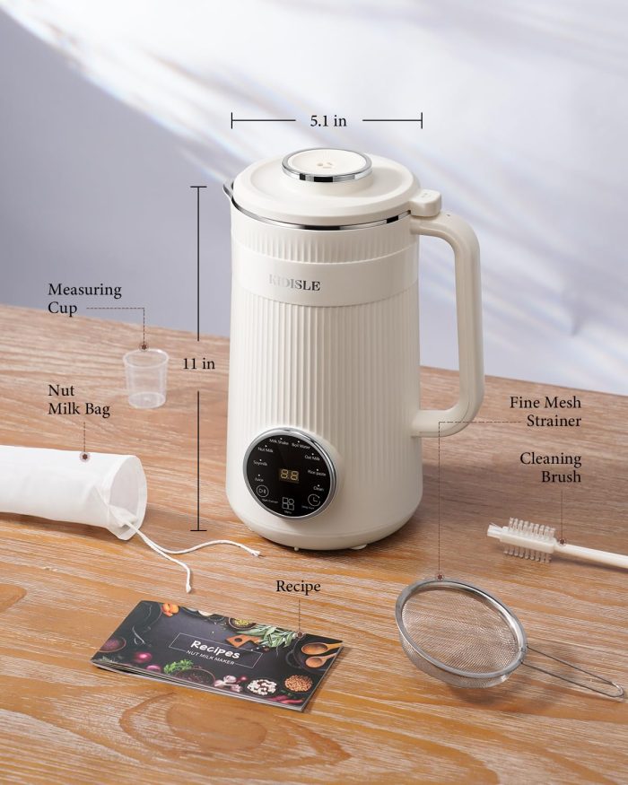 KIDISLE 8 in 1 Nut Milk Maker Blender, 32oz Homemade Soy, Almond, Oat, Coconut, Plant Based and Non Dairy Beverages, Automatic Soybean Machine With Delay Start/Keep Warm/Boil Water, Cream - Image 2