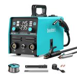 bestarc 145A MIG Welder, 110V/220V Gasless Flux Core MIG Welder/Lift TIG/Stick 3 in 1 Synergic MIG145 5GEN Welding Machine, Portable Flux Welder with Digital Screen Display