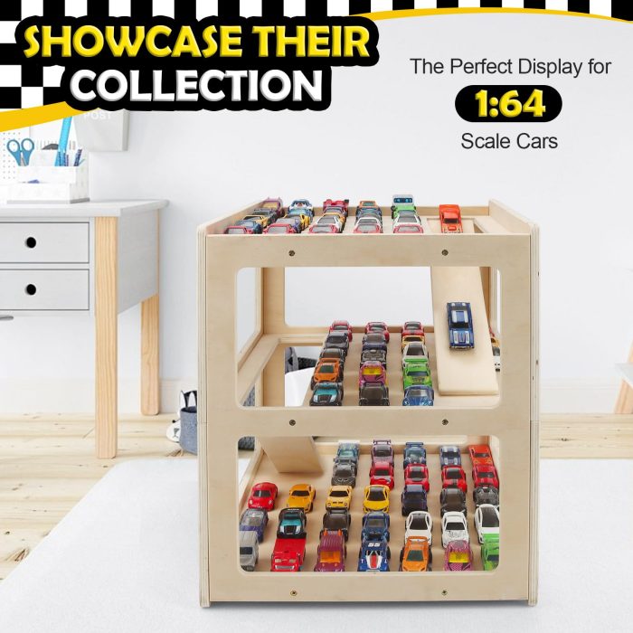 Display Case for Hot Wheels Garage & Matchbox Cars, 1/64 Scale Diecast Toy Car Garage, Storage Case for Hot Wheels, Parking Garage Diorama Toy Car Parking Car Ramp - Image 8