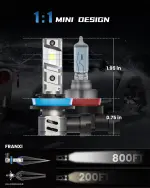 FRANXI 9005/HB3 H11/H8/H9 Bulbs Combo Fog Lights, 32000LM Super Bright 6000K Cool White, 1:1 Design with Cooling Fan, Plug and Play, Off-Road Light or fog light, Pack of 4 - Image 4